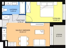 2 pokoje, apartament inwestycyjny 41,93 m², piętro 2, oferta nr A.3.11, Apartamenty Remedium, Gdańsk, Aniołki,  ul. Mariana Smoluchowskiego