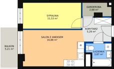 2 pokoje, mieszkanie 40,30 m², piętro 1, oferta nr M154, Dom na Mariackiej, Radom, Planty, ul. Mariacka 4