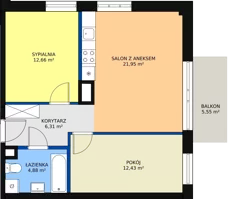 3 pokoje, mieszkanie 58,10 m², piętro 2, oferta nr M13, Dom na Mariackiej, Radom, Planty, ul. Mariacka 4