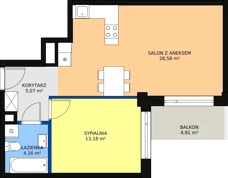 2 pokoje, mieszkanie 50,95 m², piętro 4, oferta nr M106, Dom na Mariackiej, Radom, Planty, ul. Mariacka 4