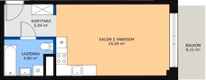 1 pokój, mieszkanie 34,55 m², piętro 4, oferta nr M108, Dom na Mariackiej, Radom, Planty, ul. Mariacka 4