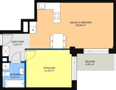 2 pokoje, mieszkanie 50,75 m², piętro 6, oferta nr M116, Dom na Mariackiej, Radom, Planty, ul. Mariacka 4