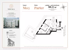 3 pokoje, apartament 88,77 m², parter, oferta nr M03, Niecała Prestige Residence, Lublin, Śródmieście, ul. Niecała 20