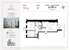 3 pokoje, apartament 93,86 m², piętro 2, oferta nr M14, Niecała Prestige Residence, Lublin, Śródmieście, ul. Niecała 20