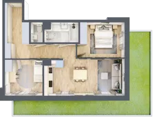 3 pokoje, mieszkanie 59,97 m², parter, oferta nr 123 B/B-7, Ostródzka 123 - Etap II, Warszawa, Białołęka, Brzeziny, ul. Ostródzka 123