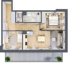 3 pokoje, mieszkanie 60,12 m², piętro 1, oferta nr 123 B/B-22, Ostródzka 123 - Etap II, Warszawa, Białołęka, Brzeziny, ul. Ostródzka 123