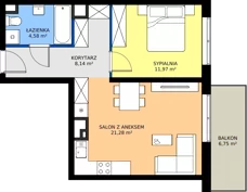 2 pokoje, mieszkanie 45,97 m², piętro 1, oferta nr A.2.29, JA_SIELSKA etap V, Poznań, Podolany, Podolany, ul. Jasielska