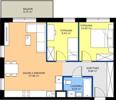 3 pokoje, mieszkanie 59,11 m², piętro 2, oferta nr A.3.34, JA_SIELSKA etap V, Poznań, Podolany, Podolany, ul. Jasielska