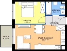 2 pokoje, mieszkanie 38,78 m², piętro 1, oferta nr A.2.24, JA_SIELSKA etap V, Poznań, Podolany, Podolany, ul. Jasielska