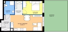 2 pokoje, mieszkanie 47,61 m², parter, oferta nr A.1.13, JA_SIELSKA etap V, Poznań, Podolany, Podolany, ul. Jasielska