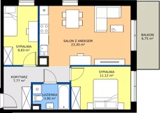 3 pokoje, mieszkanie 54,92 m², piętro 1, oferta nr A.2.26, JA_SIELSKA etap V, Poznań, Podolany, Podolany, ul. Jasielska