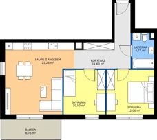 3 pokoje, mieszkanie 63,69 m², piętro 2, oferta nr A.3.32, JA_SIELSKA etap V, Poznań, Podolany, Podolany, ul. Jasielska