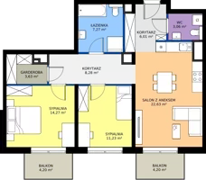 3 pokoje, mieszkanie 76,39 m², piętro 4, oferta nr A.5.72, JA_SIELSKA etap V, Poznań, Podolany, Podolany, ul. Jasielska