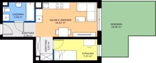2 pokoje, mieszkanie 35,36 m², parter, oferta nr A.1.15, JA_SIELSKA etap V, Poznań, Podolany, Podolany, ul. Jasielska