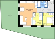 3 pokoje, mieszkanie 56,75 m², parter, oferta nr B.1.8, JA_SIELSKA etap V, Poznań, Podolany, Podolany, ul. Jasielska