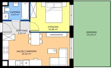 2 pokoje, mieszkanie 38,74 m², parter, oferta nr B.1.6, JA_SIELSKA etap V, Poznań, Podolany, Podolany, ul. Jasielska