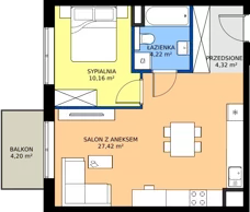 2 pokoje, mieszkanie 46,12 m², piętro 2, oferta nr C.3.18, JA_SIELSKA etap V, Poznań, Podolany, Podolany, ul. Jasielska