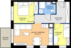 3 pokoje, mieszkanie 47,49 m², piętro 1, oferta nr C.2.10, JA_SIELSKA etap V, Poznań, Podolany, Podolany, ul. Jasielska