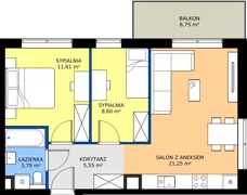 3 pokoje, mieszkanie 50,80 m², piętro 3, oferta nr C.4.21, JA_SIELSKA etap V, Poznań, Podolany, Podolany, ul. Jasielska