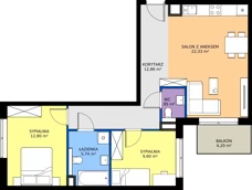 3 pokoje, mieszkanie 65,28 m², piętro 1, oferta nr C.2.11, JA_SIELSKA etap V, Poznań, Podolany, Podolany, ul. Jasielska