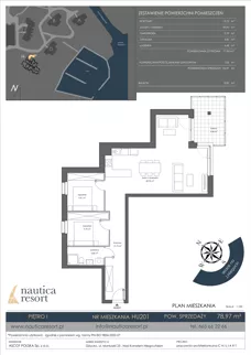3 pokoje, lokal inwestycyjny 78,97 m², piętro 1, oferta nr H.201, Nautica Resort, Giżycko, ul. Moniuszki 23