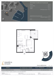 2 pokoje, lokal inwestycyjny 51,03 m², piętro 1, oferta nr H.202, Nautica Resort, Giżycko, ul. Moniuszki 23