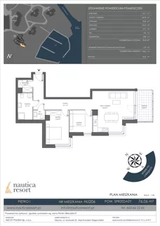 3 pokoje, lokal inwestycyjny 76,06 m², piętro 1, oferta nr H.206, Nautica Resort, Giżycko, ul. Moniuszki 23