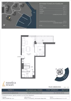 2 pokoje, lokal inwestycyjny 53,71 m², piętro 2, oferta nr H.303, Nautica Resort, Giżycko, ul. Moniuszki 23