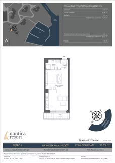 1 pokój, lokal inwestycyjny 36,92 m², piętro 2, oferta nr H.309, Nautica Resort, Giżycko, ul. Moniuszki 23