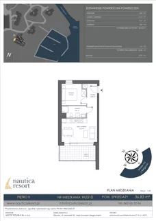 2 pokoje, lokal inwestycyjny 36,83 m², piętro 2, oferta nr H.310, Nautica Resort, Giżycko, ul. Moniuszki 23