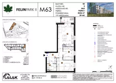 3 pokoje, mieszkanie 58,86 m², piętro 1, oferta nr B3_M63/I, Felin Park II etap 2, Lublin, Felin, ul. gen. Stanisława Skalskiego 8-10