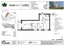 4 pokoje, mieszkanie 60,94 m², piętro 3, oferta nr B3_M86/III, Felin Park II etap 2, Lublin, Felin, ul. gen. Stanisława Skalskiego 8-10