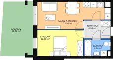 2 pokoje, mieszkanie 39,43 m², parter, oferta nr D-M01, Diamentowe Tarasy, Lublin, Wrotków, ul. Wolińskiego