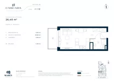 1 pokój, mieszkanie 26,40 m², piętro 1, oferta nr A1.5.12, Cascada, Łódź, Bałuty, ul. Inflacka 120
