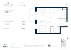 2 pokoje, mieszkanie 46,70 m², piętro 1, oferta nr A1.7.14, Cascada, Łódź, Bałuty, ul. Inflacka 120
