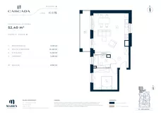2 pokoje, mieszkanie 52,40 m², piętro 1, oferta nr A1.8.15, Cascada, Łódź, Bałuty, ul. Inflacka 120
