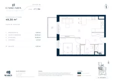 2 pokoje, mieszkanie 49,30 m², piętro 7, oferta nr A7.3.54, Cascada, Łódź, Bałuty, ul. Inflacka 120