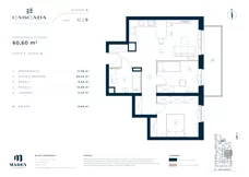 3 pokoje, mieszkanie 60,60 m², piętro 1, oferta nr A1.2.9, Cascada, Łódź, Bałuty, ul. Inflacka 120