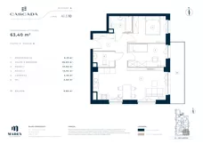 3 pokoje, mieszkanie 63,40 m², piętro 1, oferta nr A1.3.10, Cascada, Łódź, Bałuty, ul. Inflacka 120