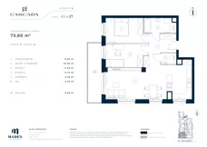 3 pokoje, mieszkanie 73,60 m², piętro 3, oferta nr A3.4.27, Cascada, Łódź, Bałuty, ul. Inflacka 120