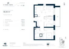 3 pokoje, mieszkanie 56,50 m², piętro 7, oferta nr A7.1.52, Cascada, Łódź, Bałuty, ul. Inflacka 120