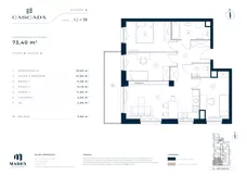 4 pokoje, mieszkanie 73,40 m², piętro 2, oferta nr A2.4.19, Cascada, Łódź, Bałuty, ul. Inflacka 120