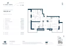 4 pokoje, mieszkanie 105,20 m², piętro 7, oferta nr A7.2.53, Cascada, Łódź, Bałuty, ul. Inflacka 120