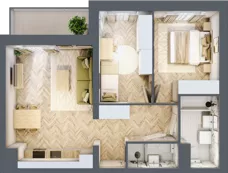3 pokoje, mieszkanie 55,95 m², piętro 1, oferta nr B1.3, Piekarska Park, Łódź, Bałuty, ul. Piekarska 27/29