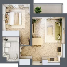 2 pokoje, mieszkanie 41,49 m², piętro 2, oferta nr B2.4, Piekarska Park, Łódź, Bałuty, ul. Piekarska 27/29