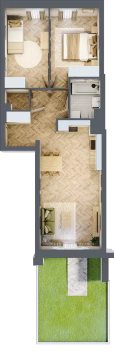 3 pokoje, mieszkanie 61,87 m², parter, oferta nr 1, Nowy Czechów, Lublin, Czechów Południowy, ul. Kameralna 3