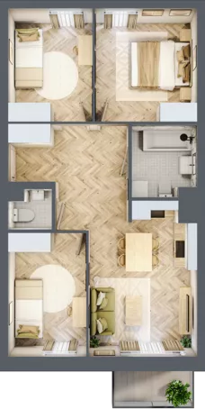 4 pokoje, mieszkanie 63,66 m², piętro 3, oferta nr 214, Nowy Czechów, Lublin, Czechów Południowy, ul. Kameralna 3