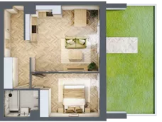 2 pokoje, mieszkanie 48,66 m², parter, oferta nr 38, Nowy Czechów, Lublin, Czechów Południowy, ul. Kameralna 3