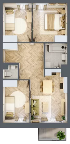 4 pokoje, mieszkanie 63,58 m², piętro 2, oferta nr 209, Nowy Czechów, Lublin, Czechów Południowy, ul. Kameralna 3