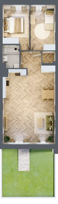 3 pokoje, mieszkanie 70,68 m², parter, oferta nr 42, Nowy Czechów, Lublin, Czechów Południowy, ul. Kameralna 3